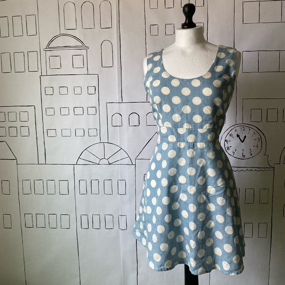 Event Blue Poka Dot dress size L - Picture 1 of 4